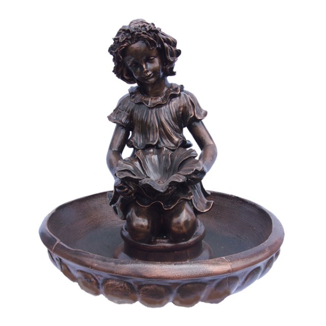 FONTE MENINA FLOR COM BACIA - BRONZE